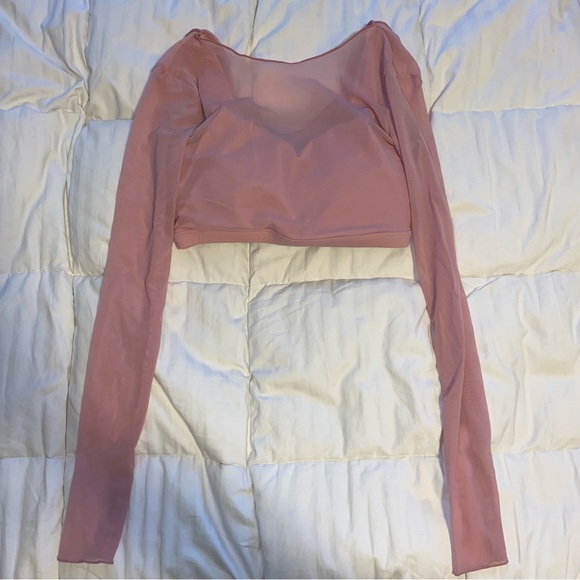 Mesh Long Sleeve Cropped Workout Top - Picture 2 of 4